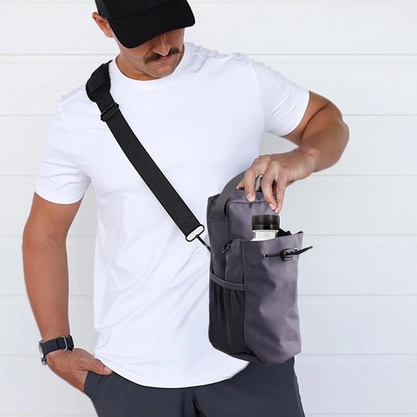 FortrenFlex Magnetic Gym Sling Bag Water Bottle & Phone Holder Waterproof Crossbody Bag for Outdoor Sports Travel Fitness Accessories