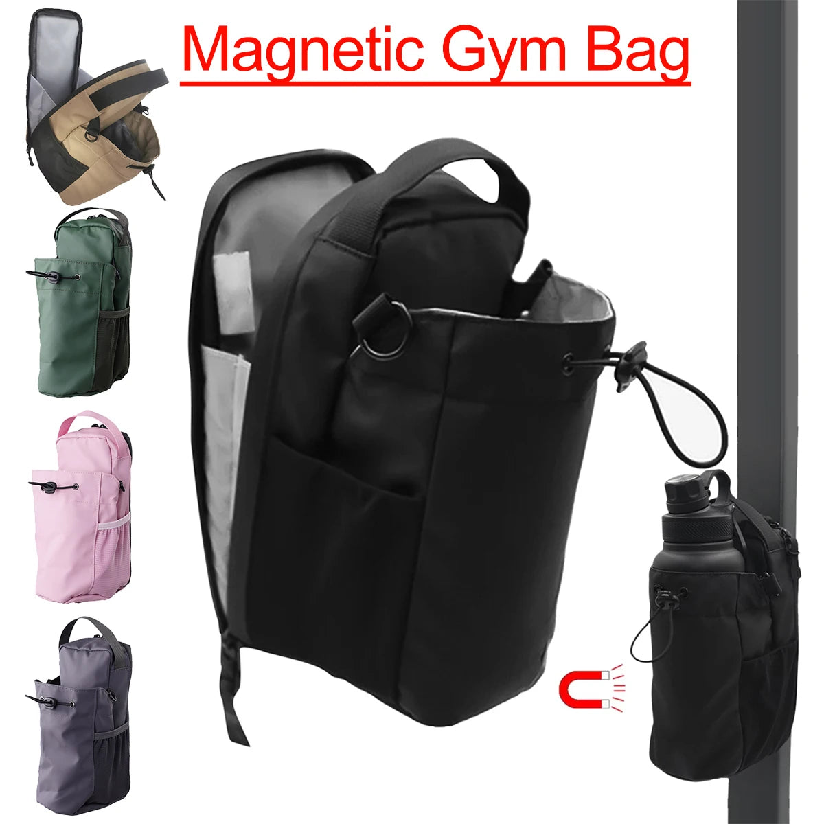 FortrenFlex Magnetic Gym Sling Bag Water Bottle & Phone Holder Waterproof Crossbody Bag for Outdoor Sports Travel Fitness Accessories